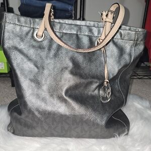 Michael Kors Gray Tote Bag with Shimmery Finish